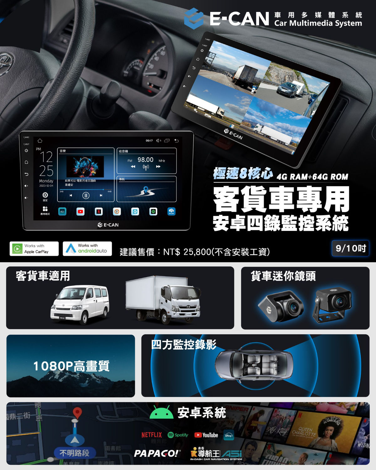 E-CAN伊鑑科技-桃園車用影音-中華汽車音響